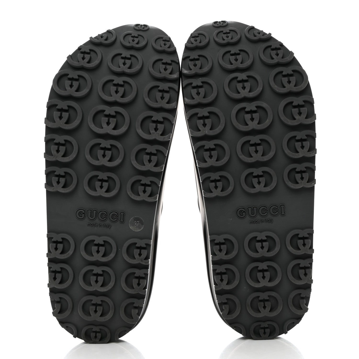 Gucci Soft Rubber Womens Interlocking G Platform 42mm Slide Sandals 37 Black 5 of 9