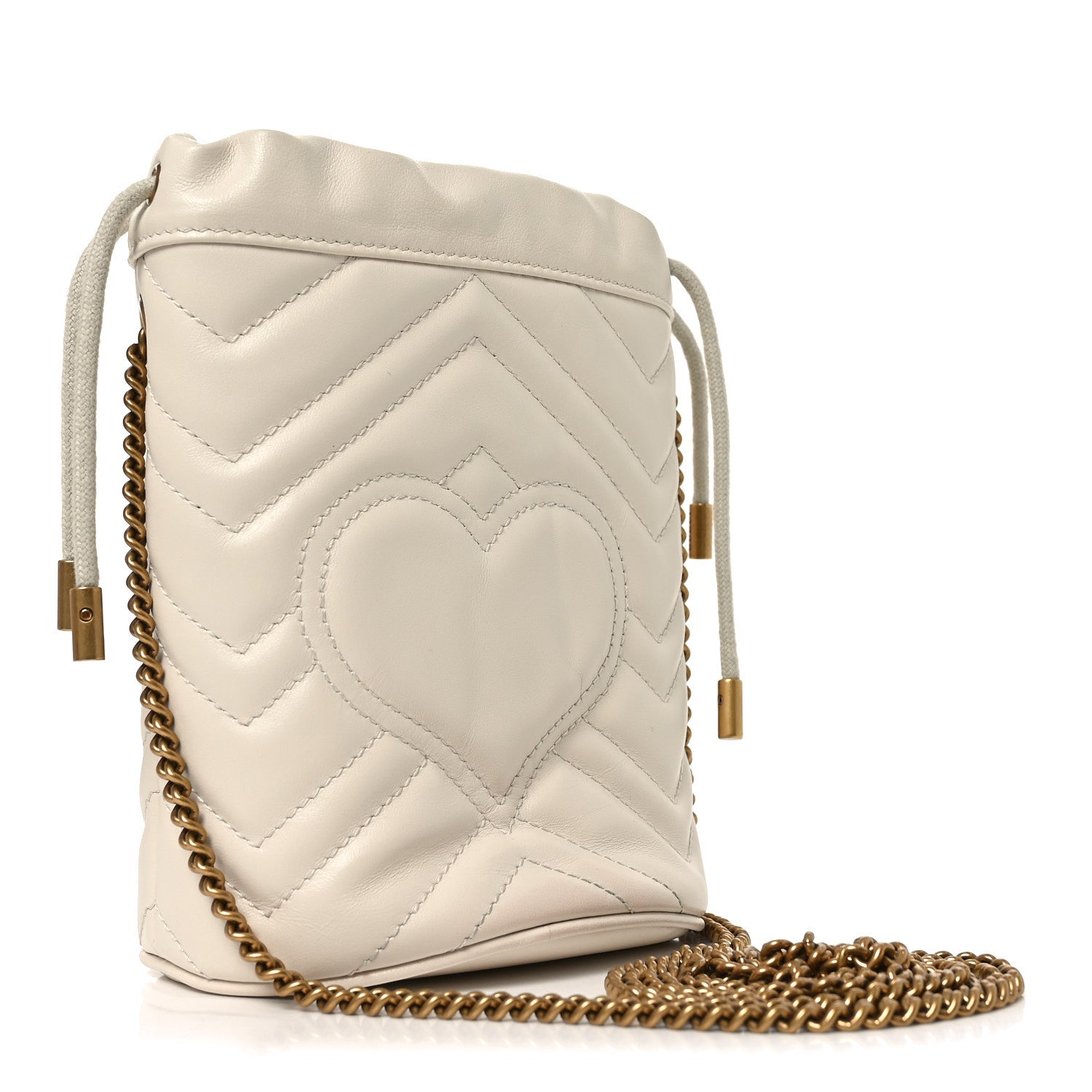 Gucci Calfskin Matelasse Mini GG Marmont 2.0 Bucket Bag White 2 of 9