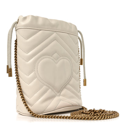 Gucci Calfskin Matelasse Mini GG Marmont 2.0 Bucket Bag White 2 of 9
