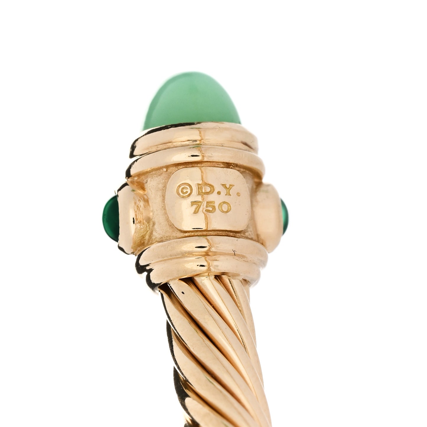 18K Yellow Gold Chrysoprase Peridot Chalcedony 5mm Renaissance Bracelet