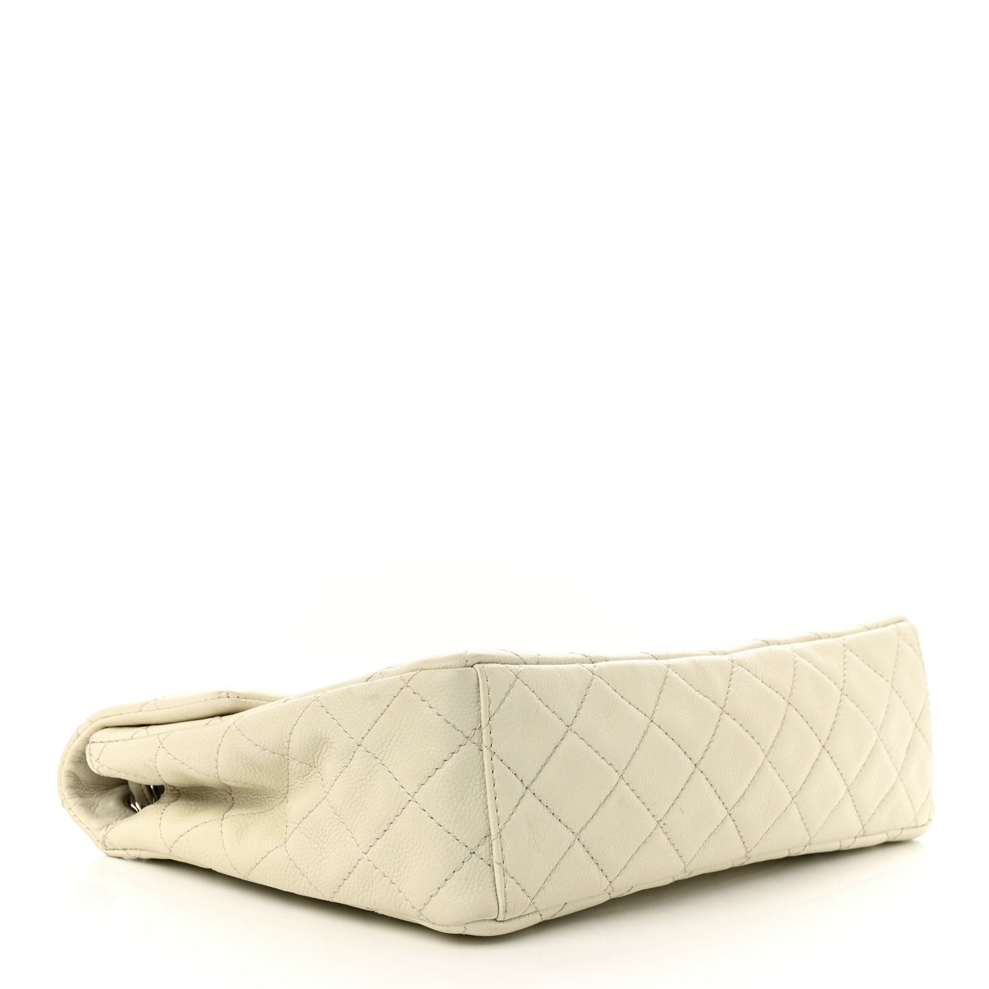 Washed Caviar Quilted Maxi Single Flap White