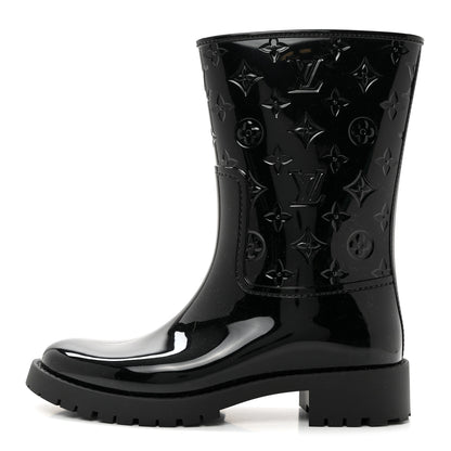Louis Vuitton Rubber Embossed Monogram Drops Flat Half Boots 41 Black 1 of 7
