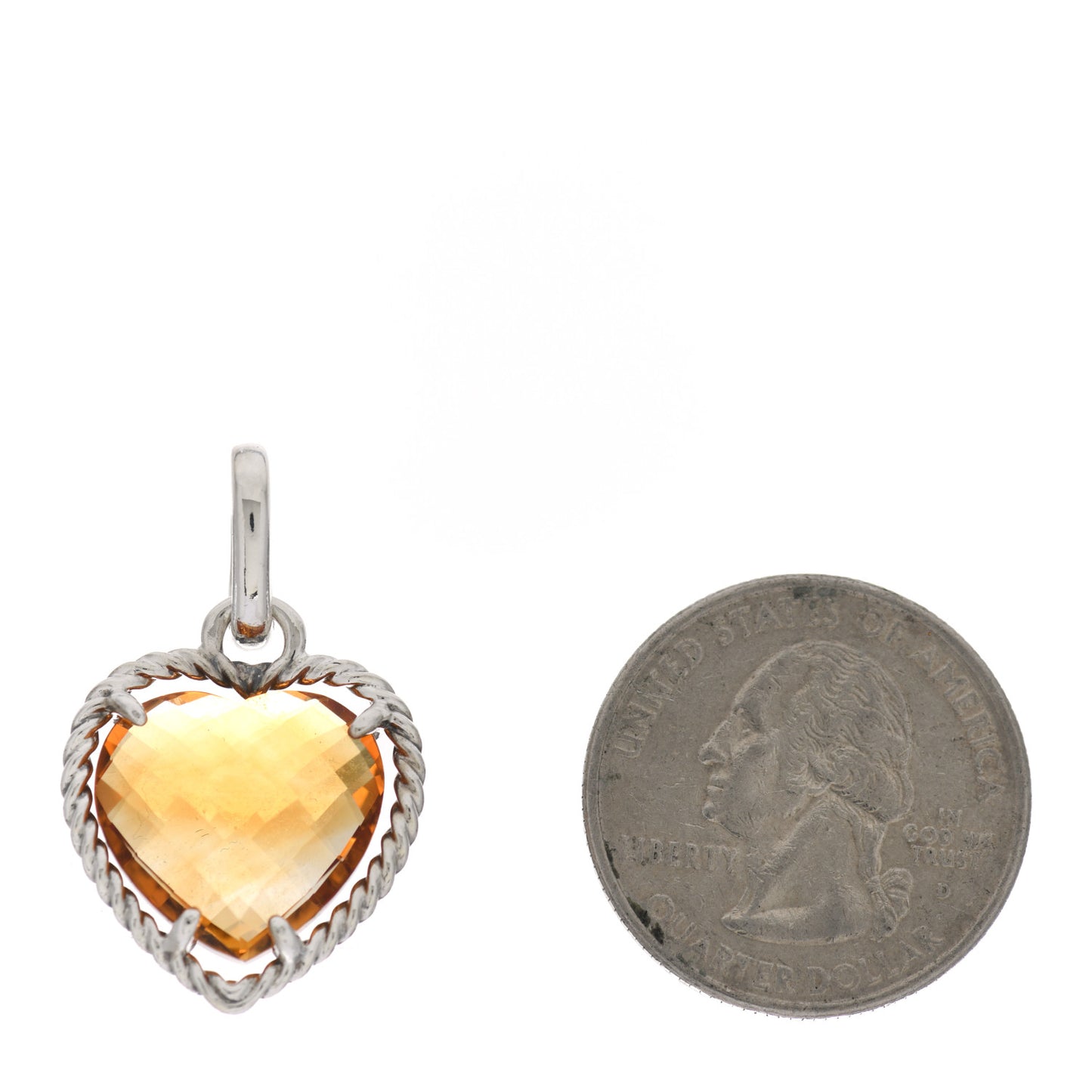 Sterling Silver Citrine Heart Charm Pendant