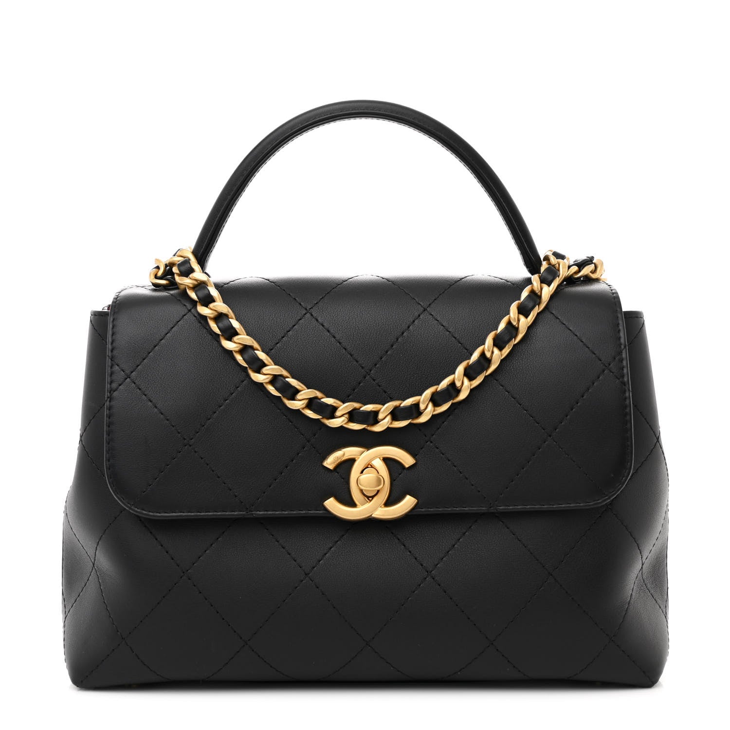 Chanel Calfskin Large Top Handle Flap Black 1 of 10