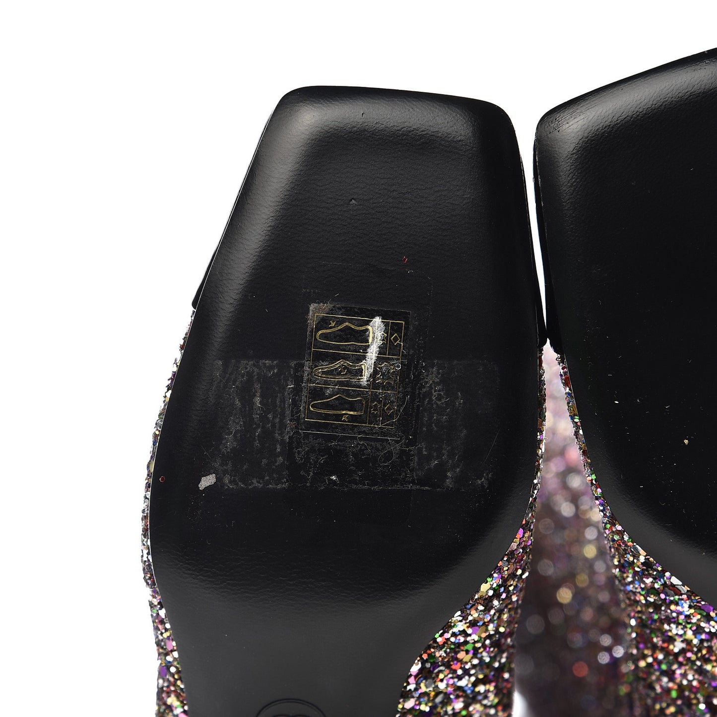 Glitter Patent Calfskin Cap Toe Fantasy High Boots 36.5 Multicolor Black