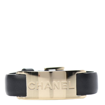Chanel Calfskin Logo Buckle Bracelet S Black 1 of 4