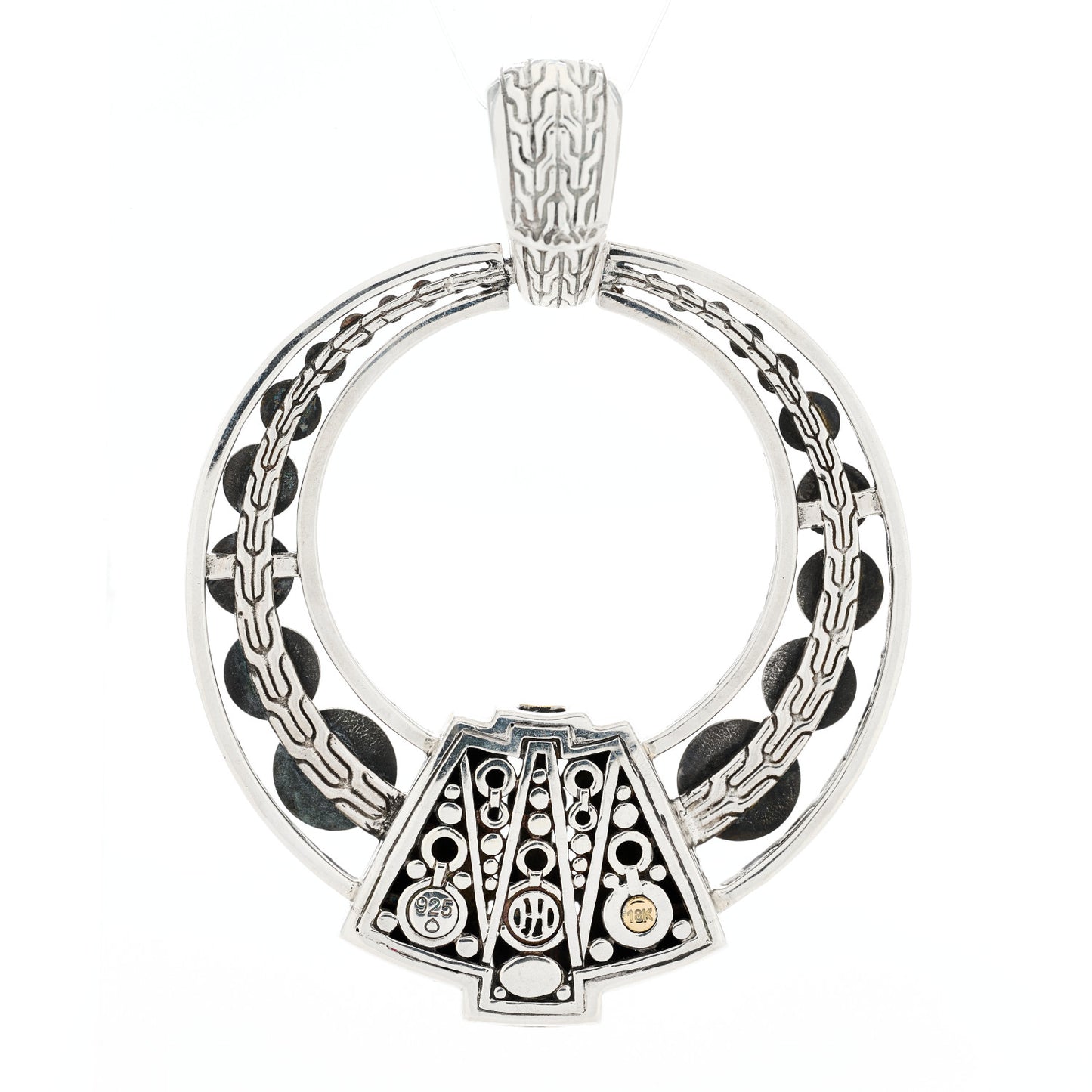 Sterling Silver 18K Yellow Gold Dot Deco Enhancer Pendant