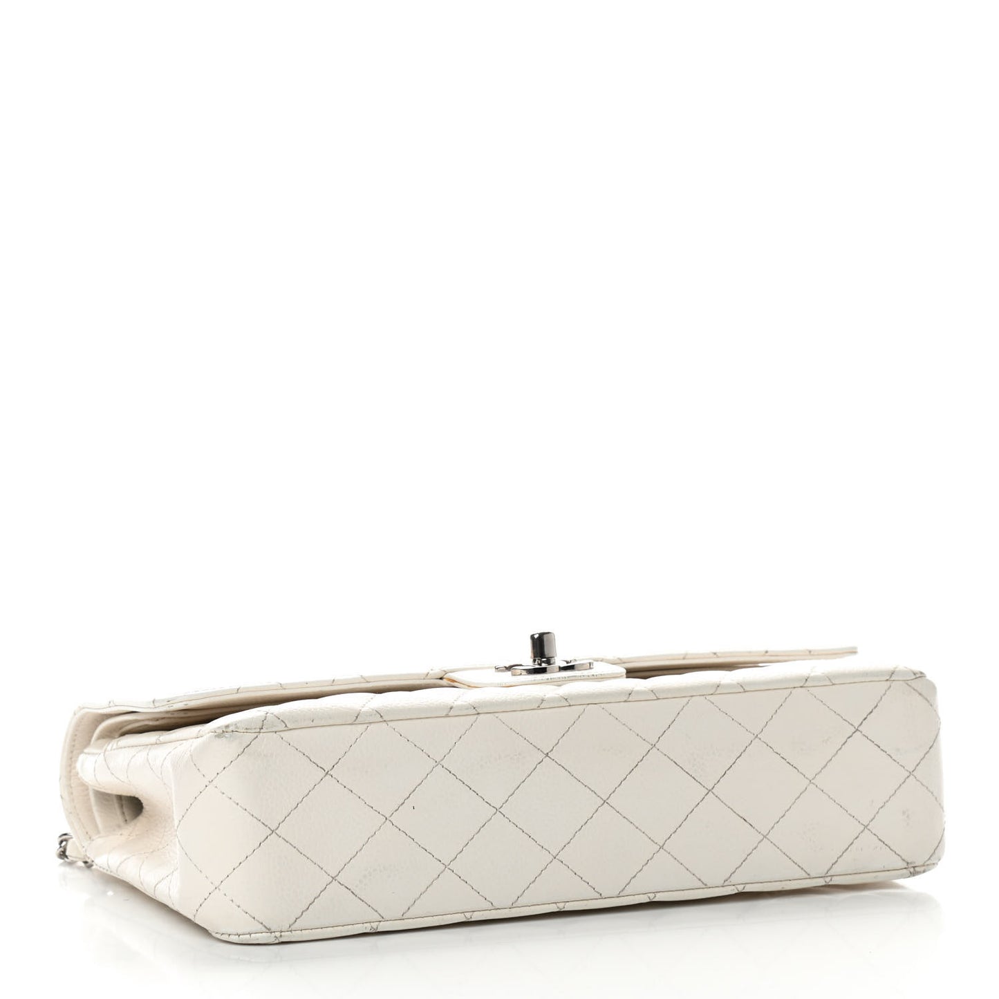 Caviar Quilted Medium Double Flap White