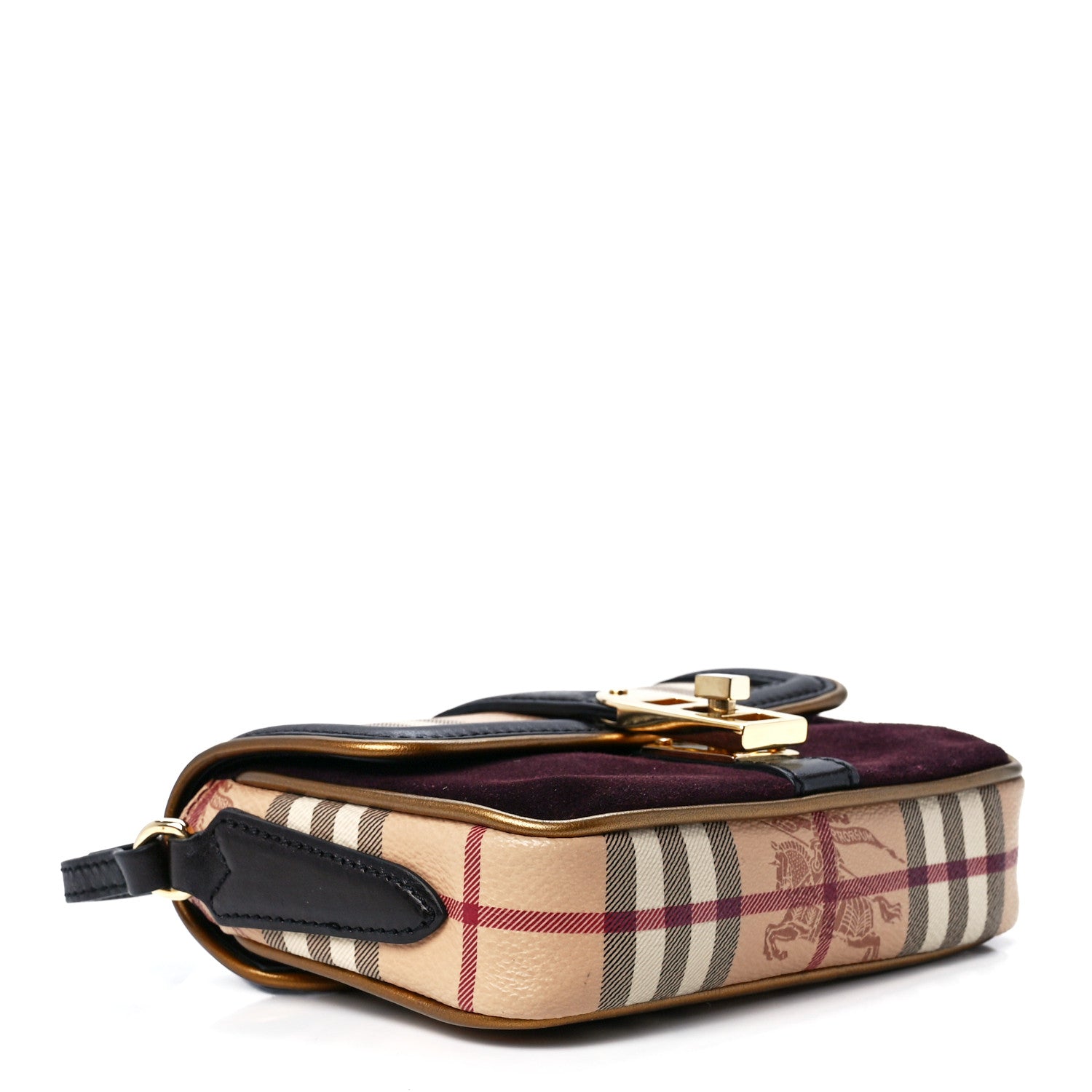 Burberry Haymarket Check Suede Mini Berkeley Crossbody Burgundy 4 of 11