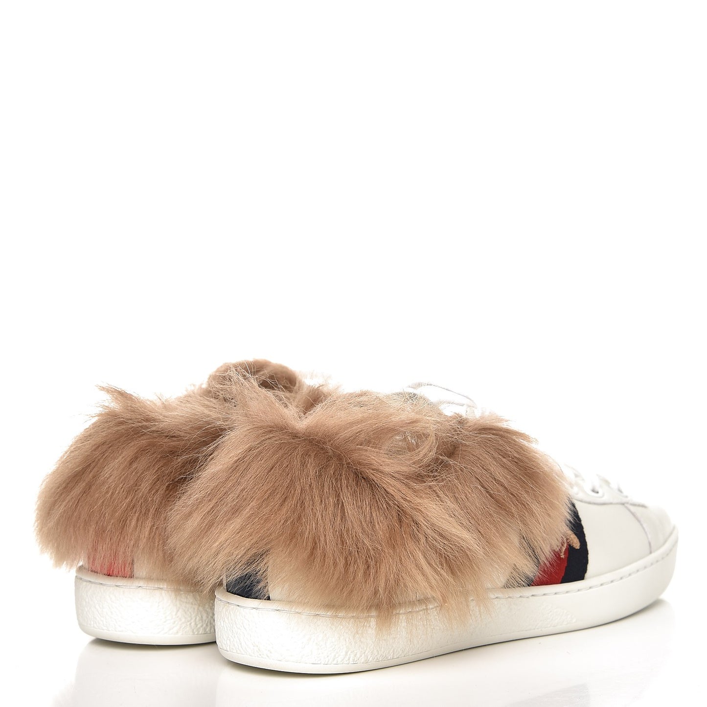 Calfskin Wool Web Bee Embroidered Womens Ace Sneakers 36 White