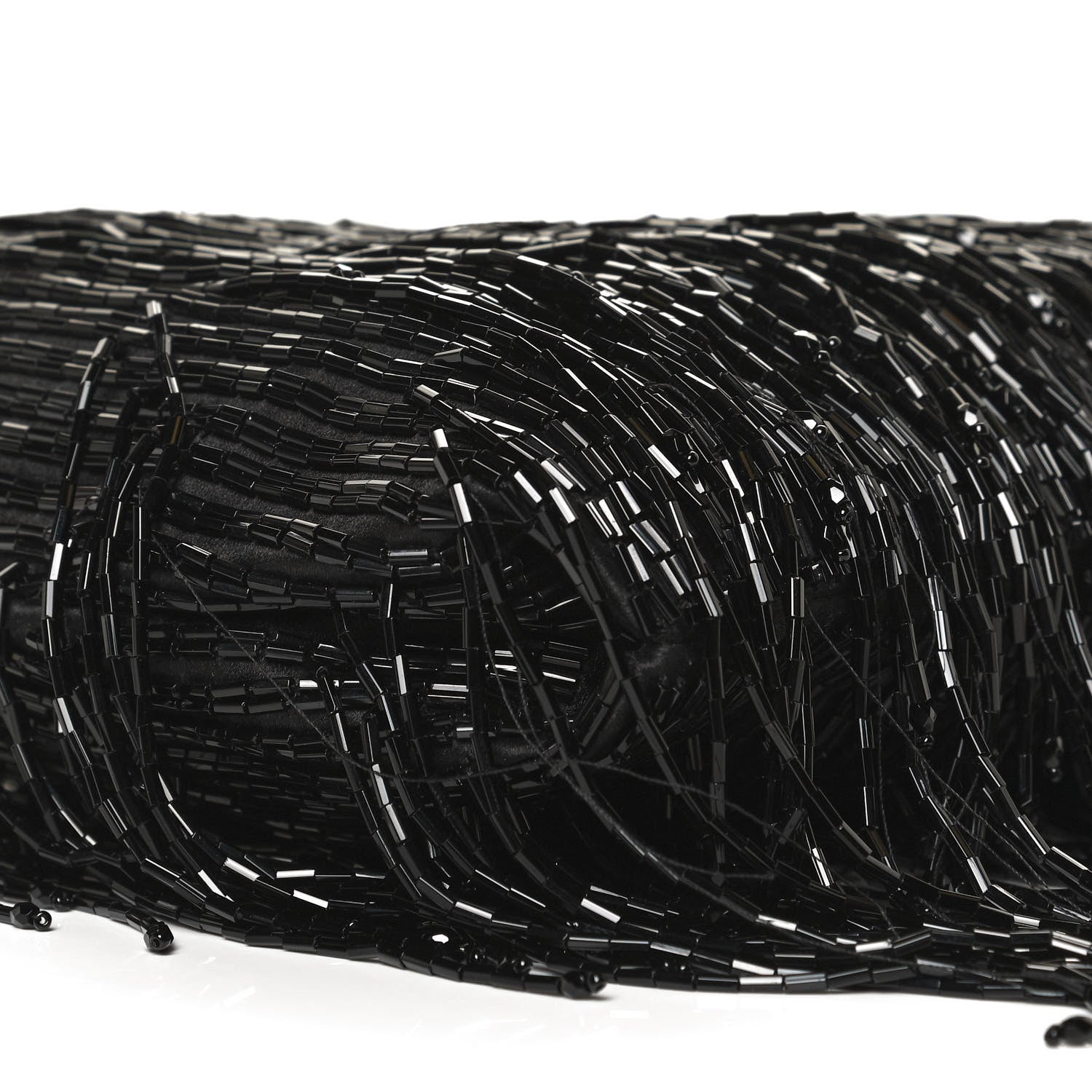 Jimmy Choo Satin Bead Embellished Callie Fringe Tassel Chain Evening Bag Black 9 of 12