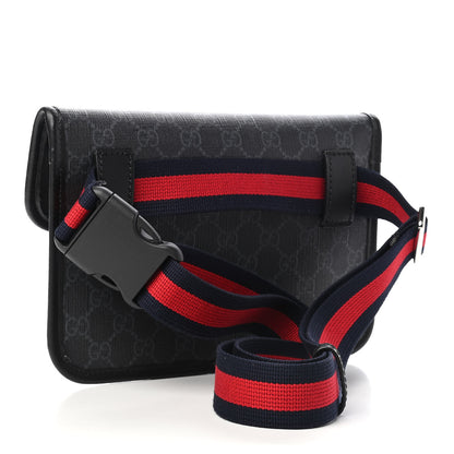 Gucci GG Supreme Monogram Web Slim Belt Bag Black Grey 3 of 11