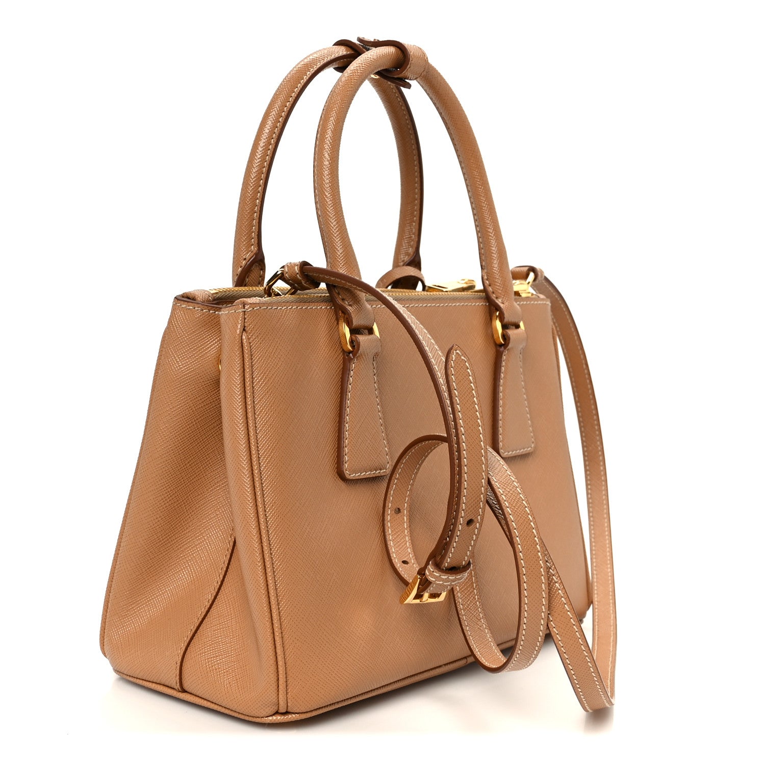 Prada Saffiano Mini Galleria Double Zip Tote Caramel 1834701