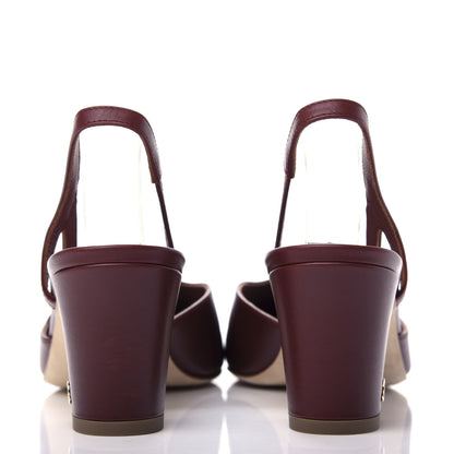 Chanel Calfskin Cap Toe CC Slingback Pumps 37 Brown 7 of 10