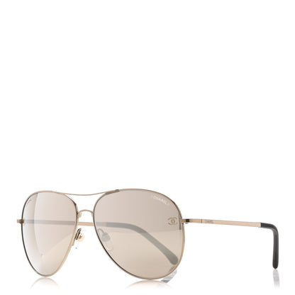 Chanel Metal Aviator CC Sunglasses 4189-T-Q Gold 1 of 10