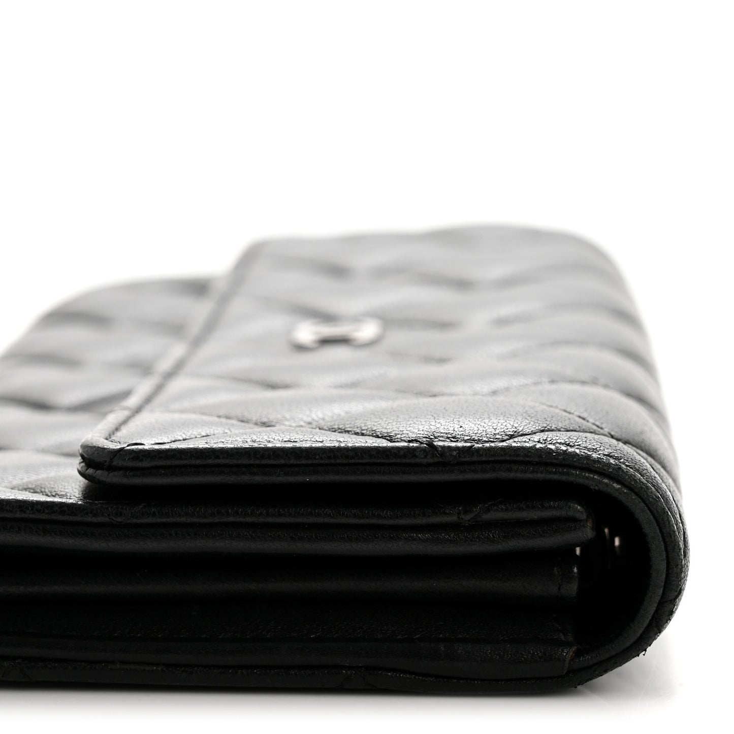 Lambskin Quilted Large Flap Wallet Black