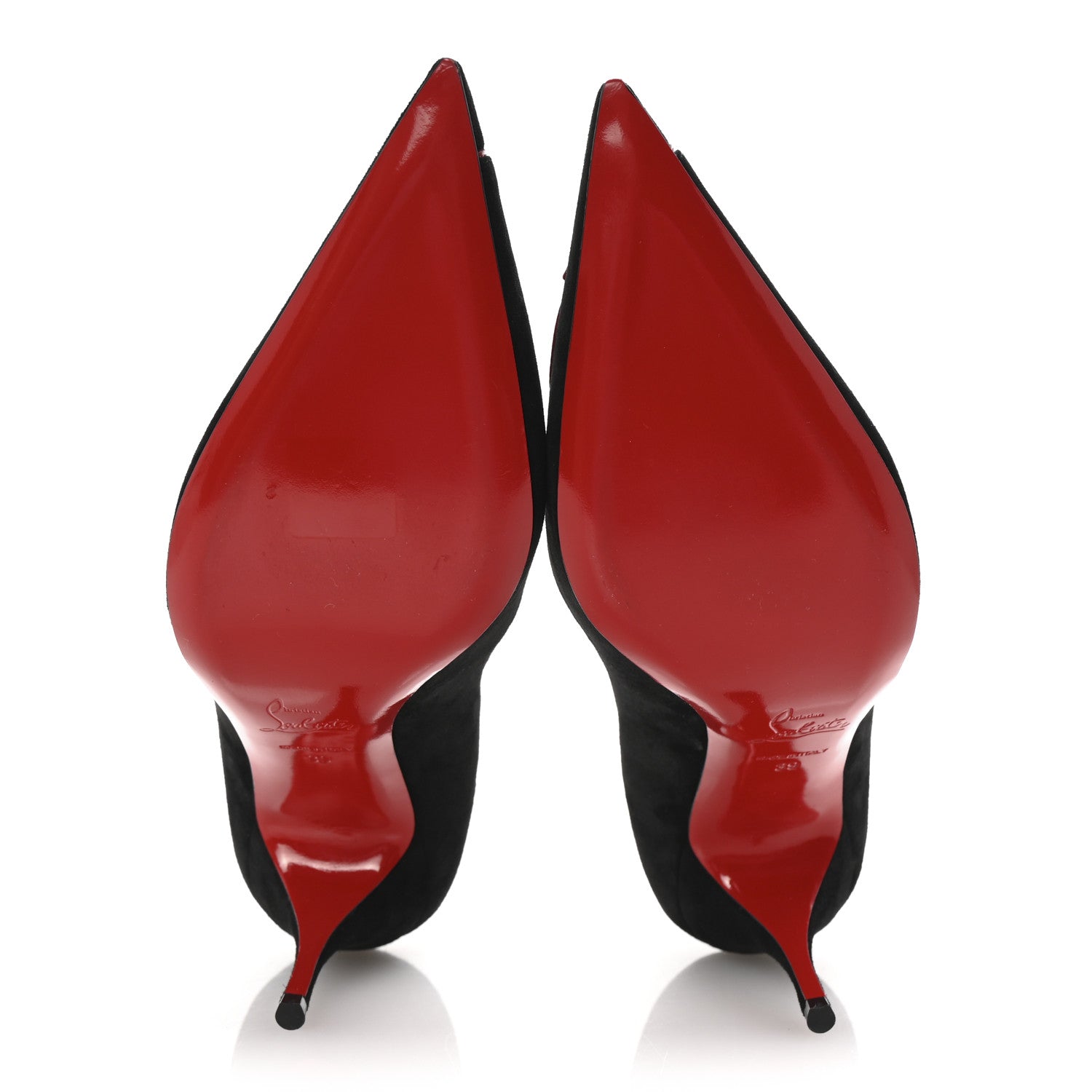 Christian Louboutin Veau Velours Patent CL 80 Pumps 39 Black Red 6 of 9