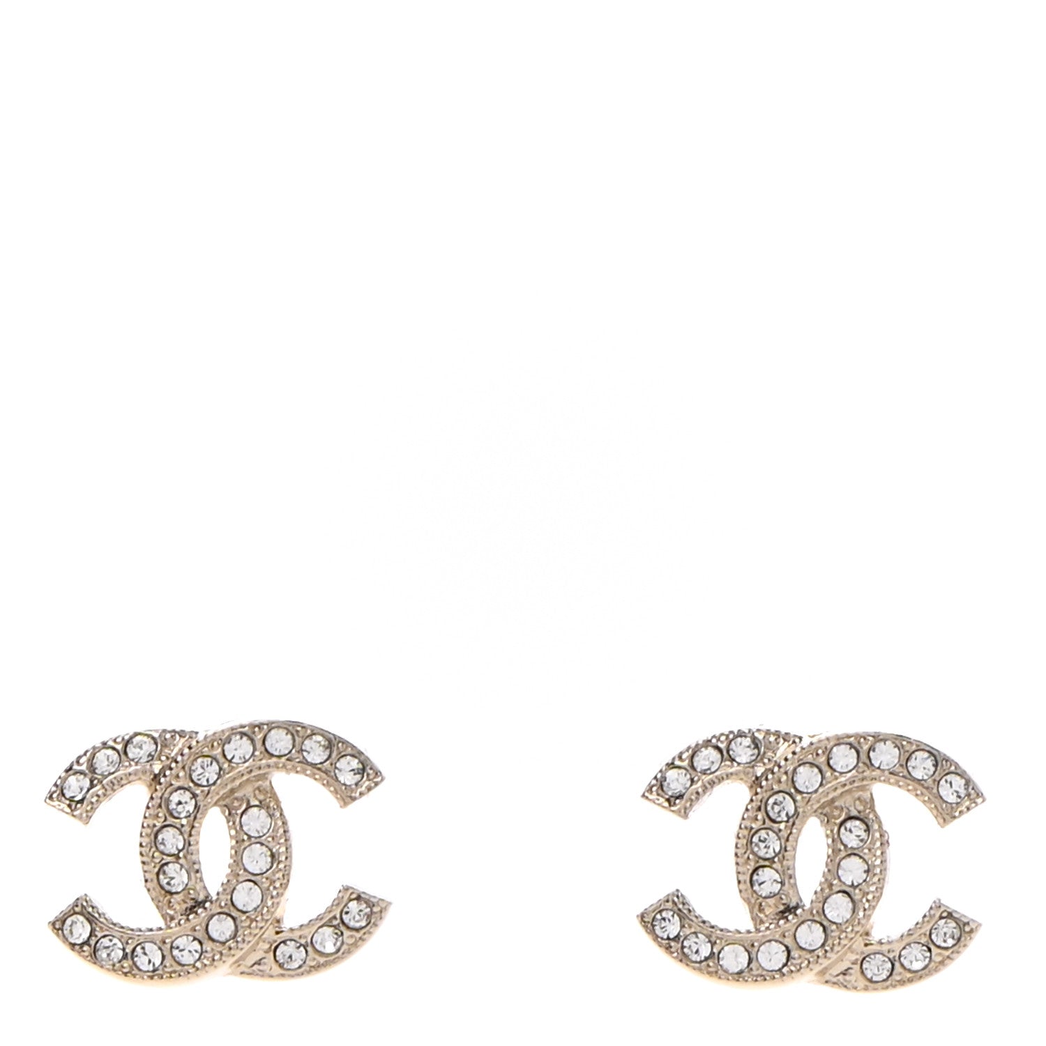 Chanel Crystal CC Earrings Light Gold 1 of 4