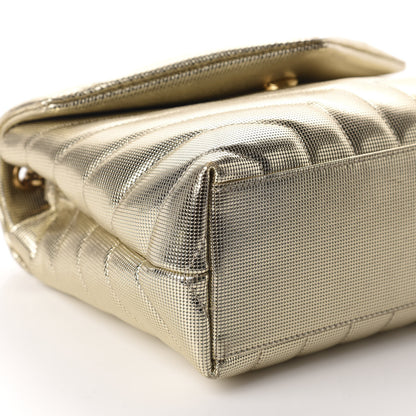 Saint Laurent Metallic Calfskin Y Quilted Small Loulou Monogram Chain Satchel Platino 6 of 10