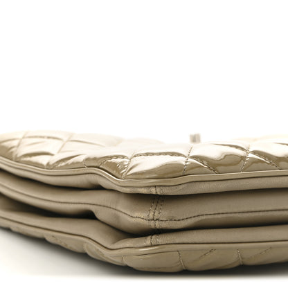 Chanel Patent Quilted Accordion Shopping Tote Beige 10 of 15