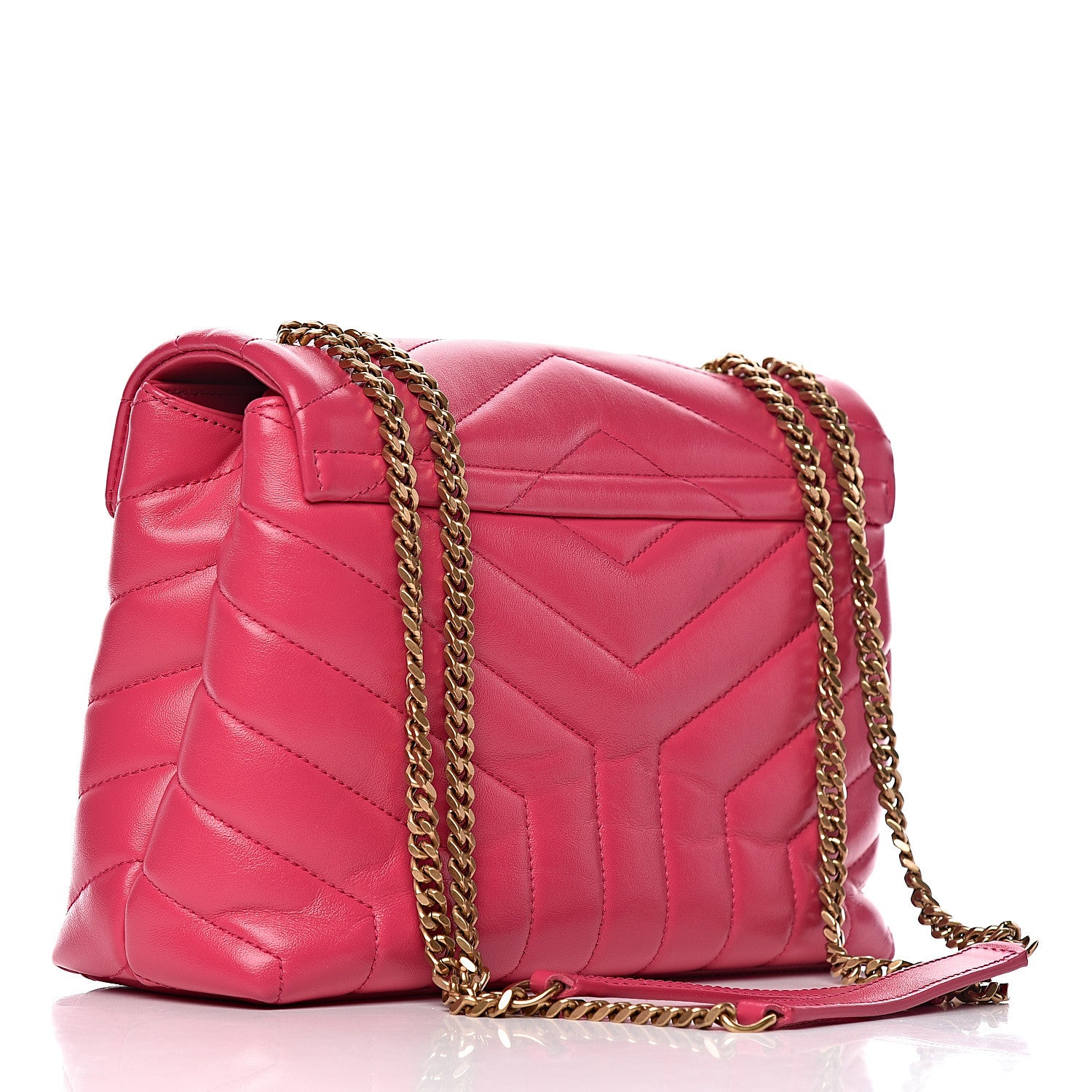 Saint Laurent Calfskin Y Quilted Monogram Small Loulou Chain Satchel Fresh Fuchsia 3 of 12