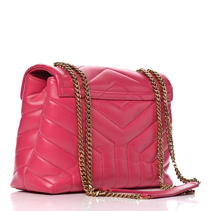 Saint Laurent Calfskin Y Quilted Monogram Small Loulou Chain Satchel Fresh Fuchsia 3 of 12