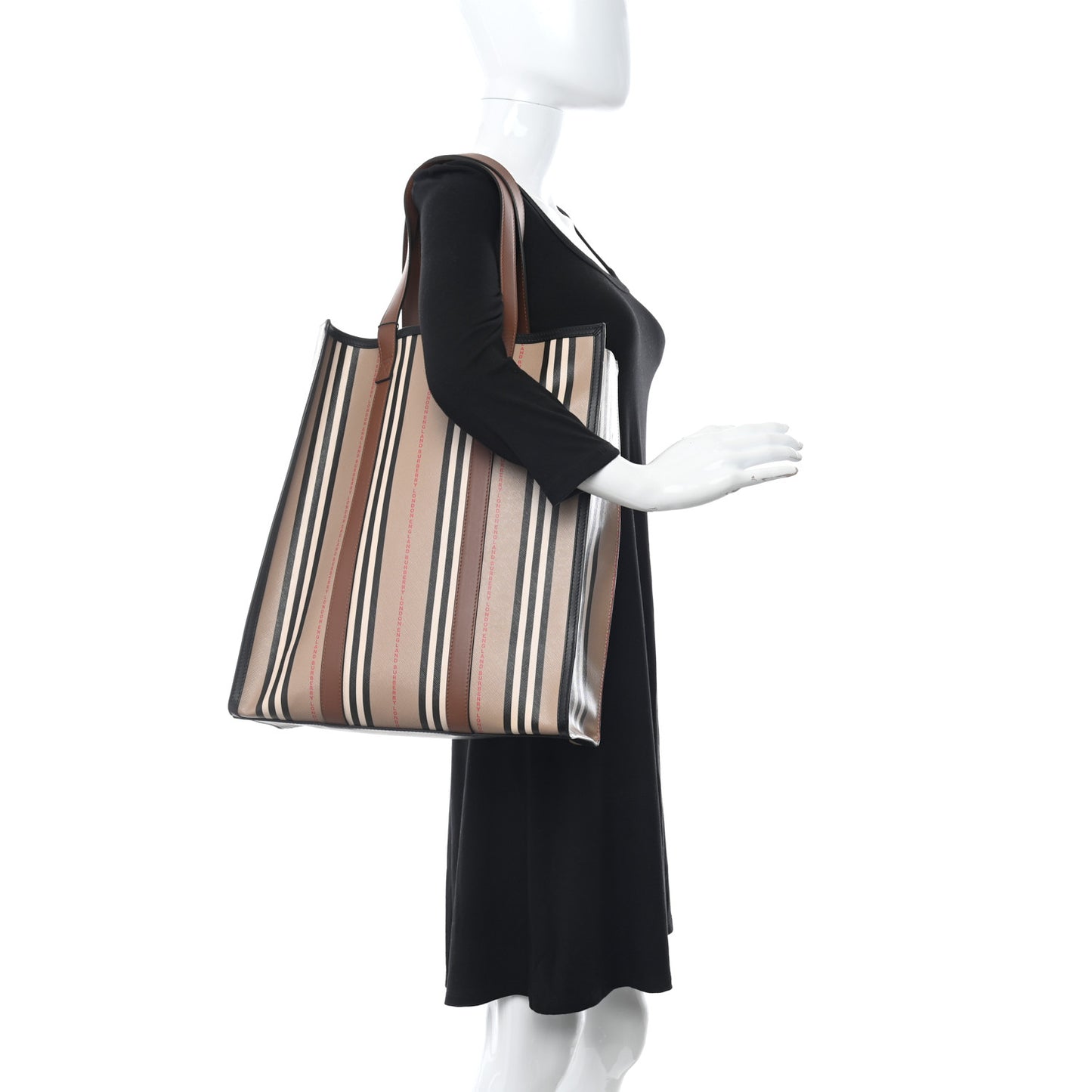 E-Canvas Stripe Book Tote Tan Archive Beige