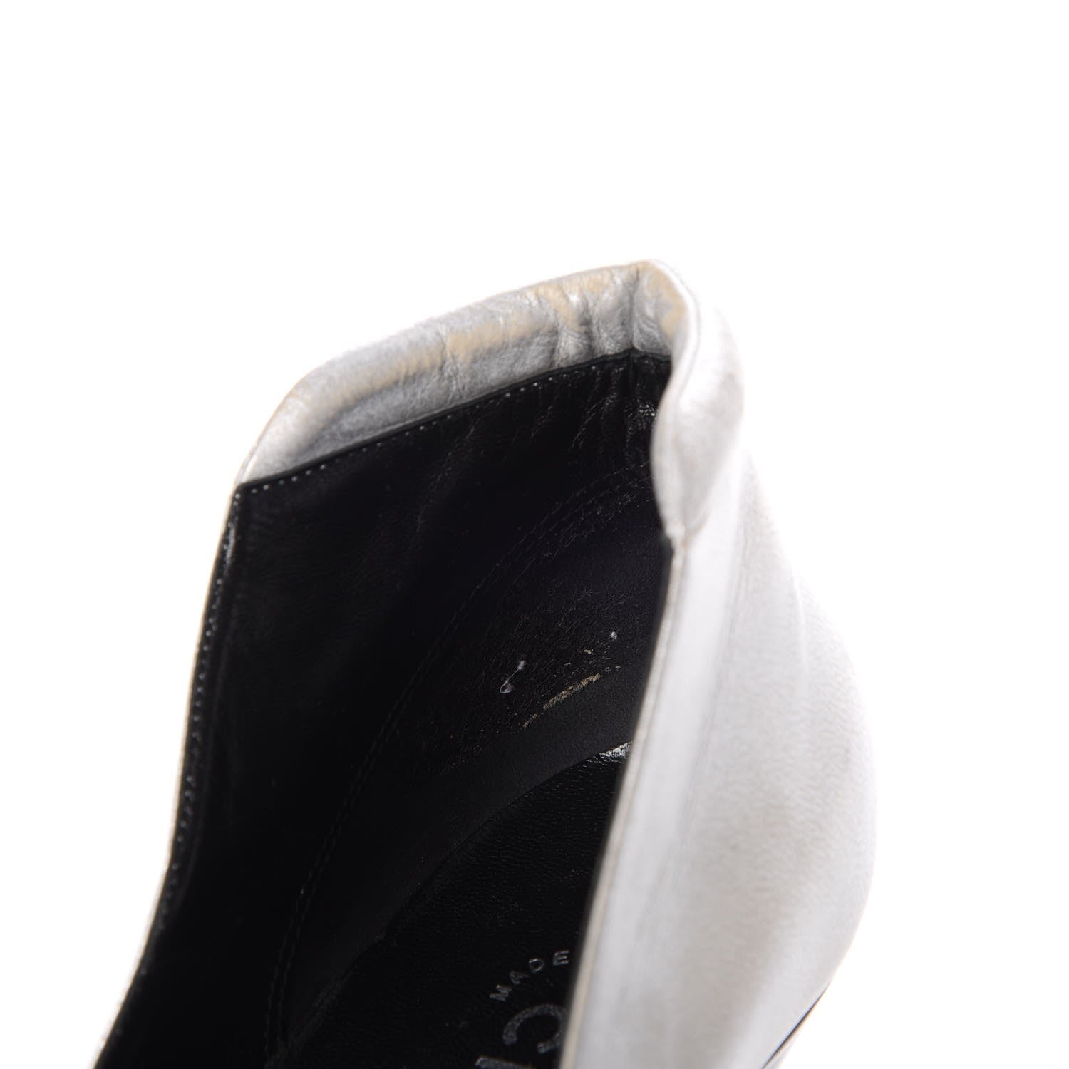 Chanel Metallic Lambskin Patent Cap Toe CC Pumps 39.5 Silver Black 10 of 19