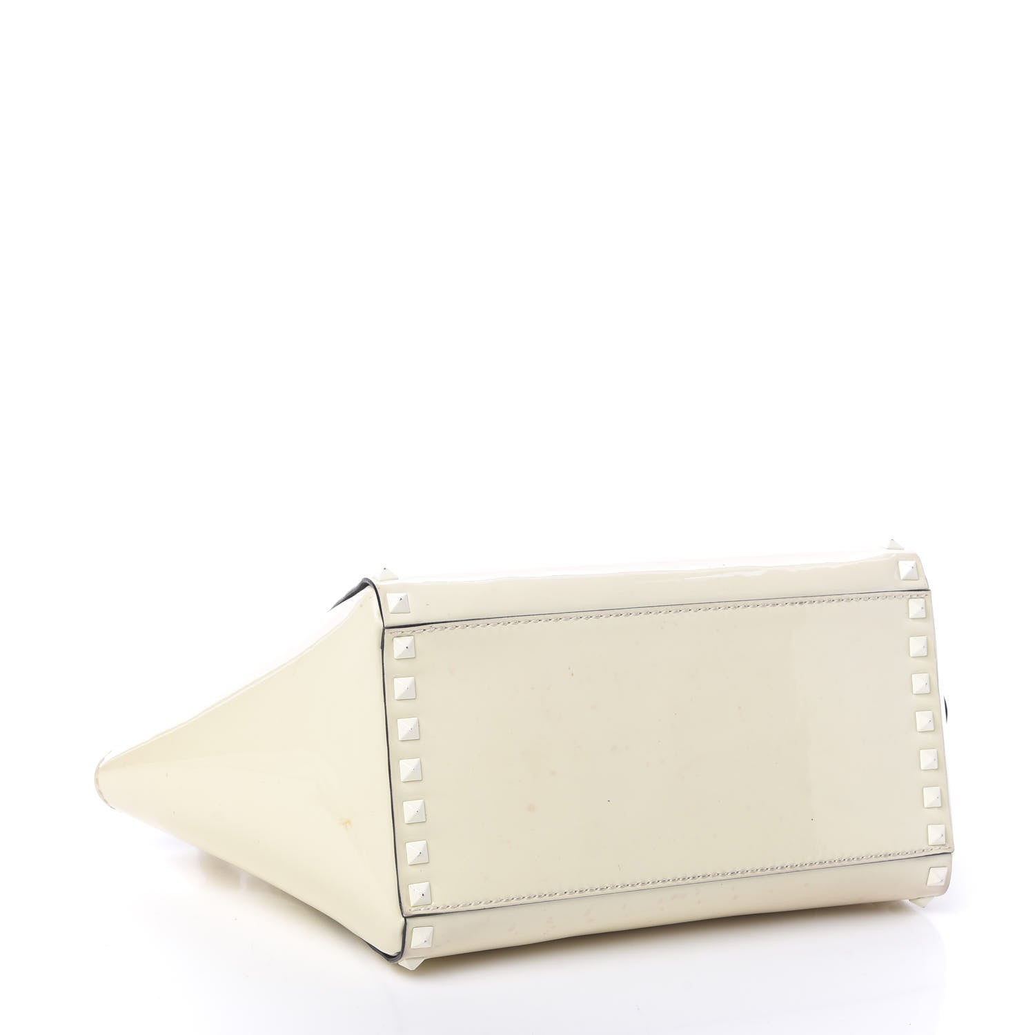 Valentino Garavani Patent Small Rockstud Double Handle Tote Ivory 3 of 8