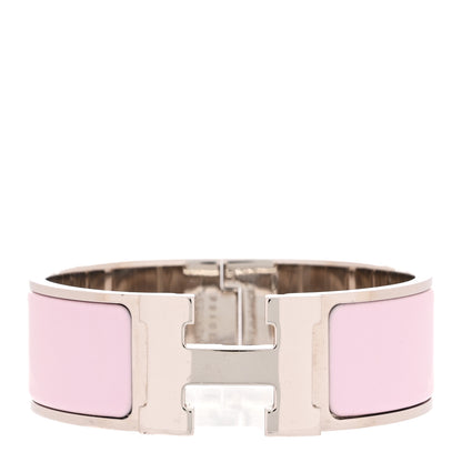 Hermes Enamel Wide Clic Clac H Bracelet PM Rose Dragee 1 of 5