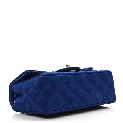 Chanel Satin Quilted Mini Rectangular Flap Blue 4 of 9