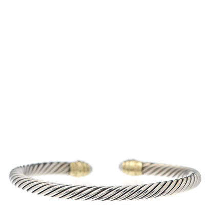 David Yurman Sterling Silver 14K Yellow Gold Pearl 5mm Cable Classics Petite Color Bracelet 3 of 5