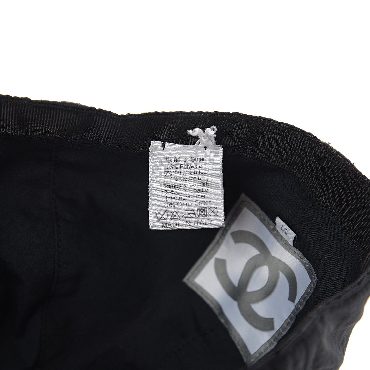 Chanel Nylon CC Crocodile Print Cap Hat 57 Black 4 of 6