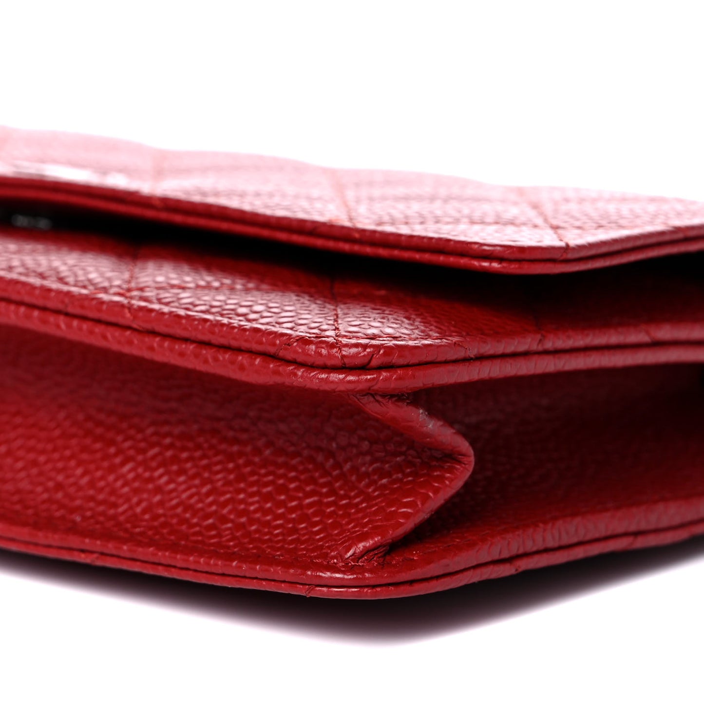 Caviar Quilted Wallet on Chain WOC Red