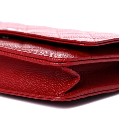 Chanel Caviar Quilted Wallet on Chain WOC Red 10 of 11