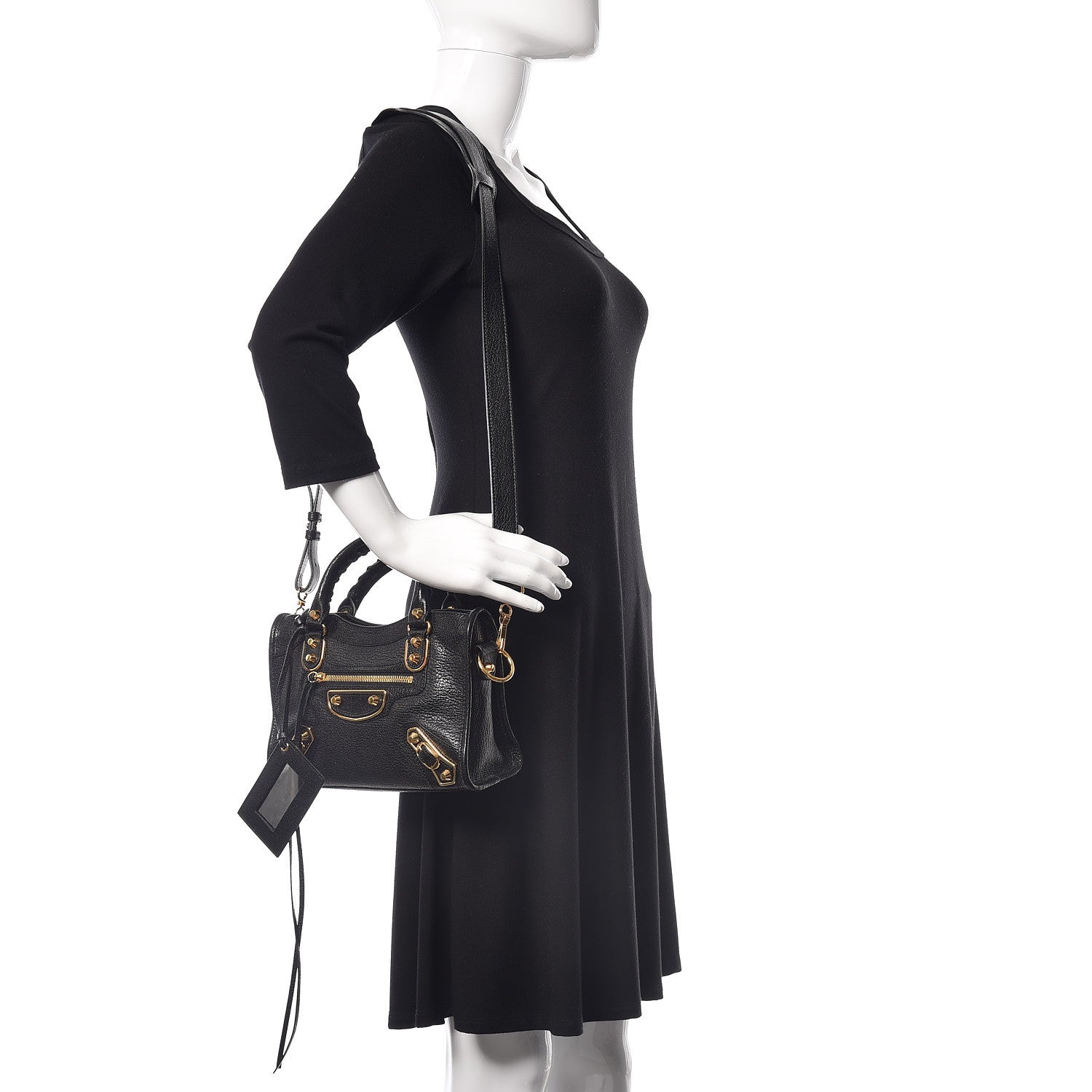 Balenciaga Chevre Gold Metallic Edge Hardware Mini City Black 2 of 9