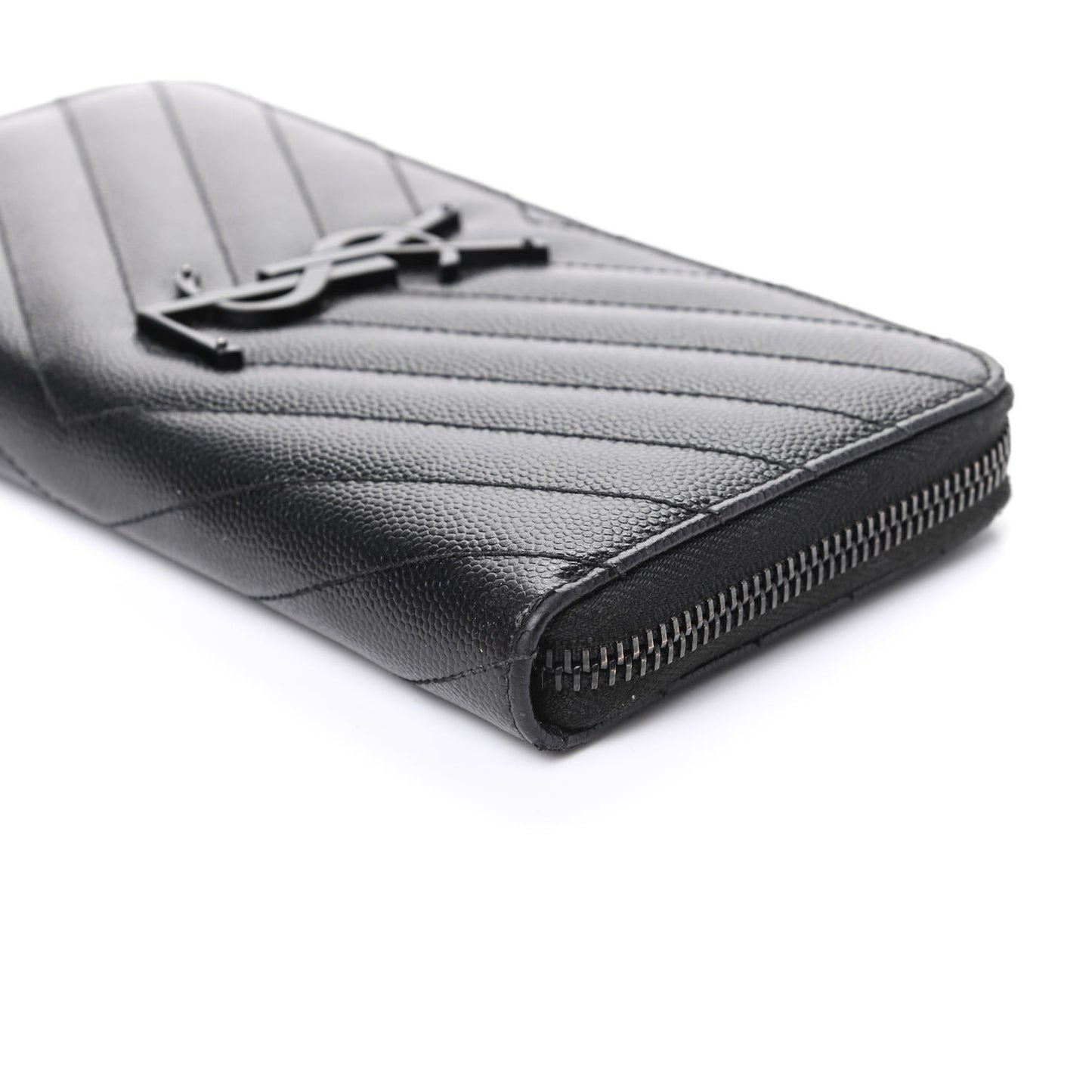 Grain De Poudre Matelasse Chevron Monogram Zip Around Wallet Black
