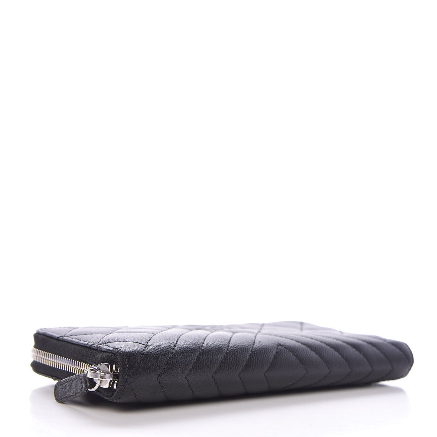 Caviar Quilted Diamond CC Duo Zip Around Wallet Black