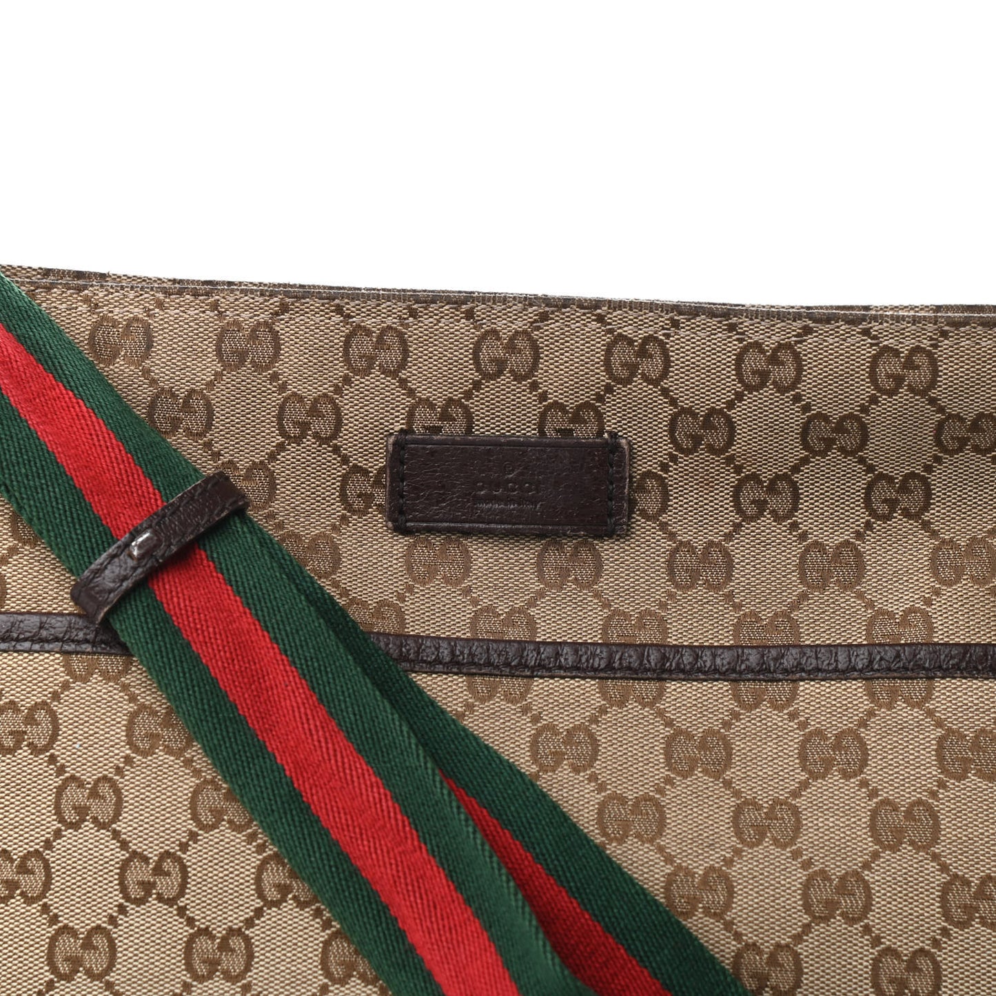 Monogram Web Medium Flat Messenger Bag Brown