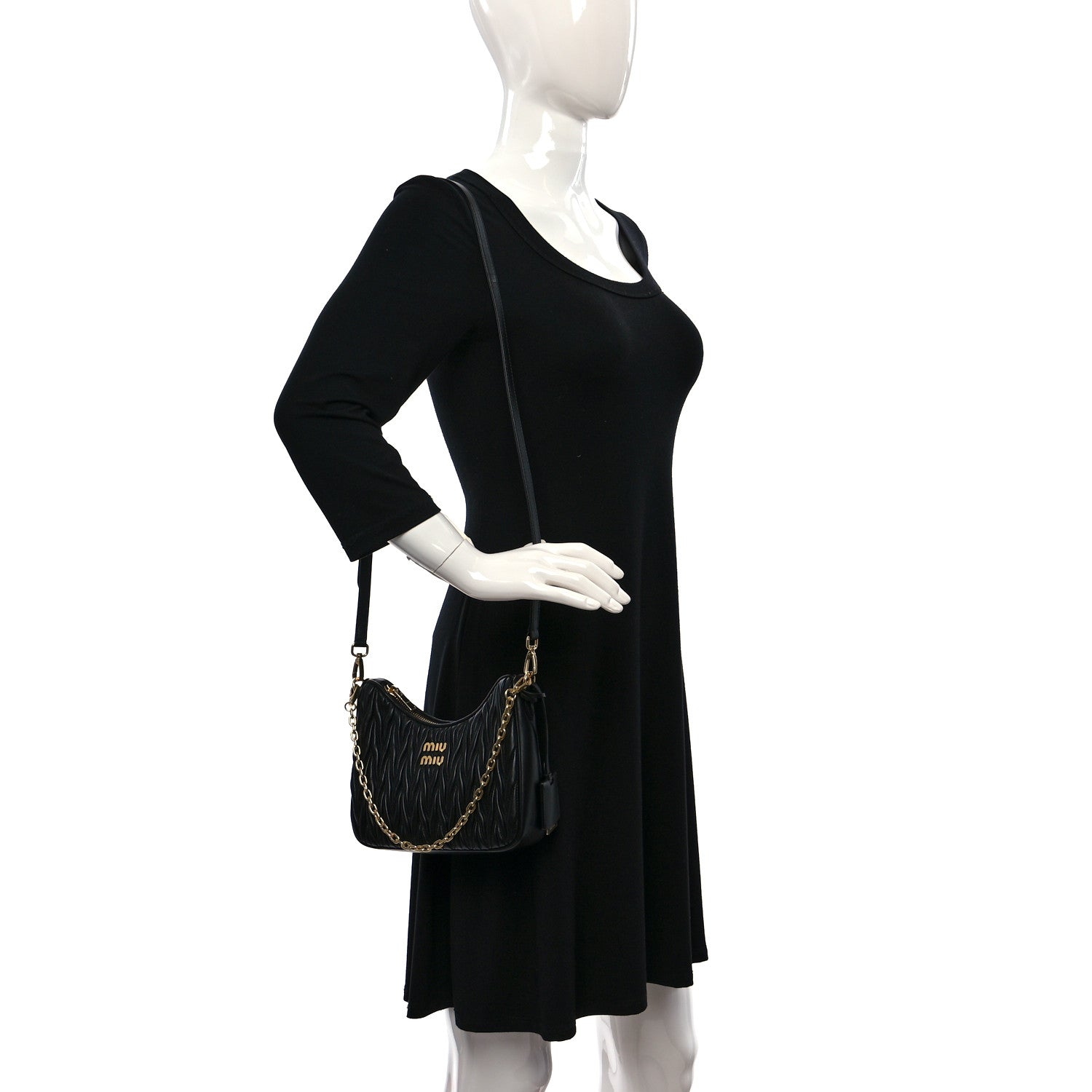 Miu Miu Nappa Matelasse Shoulder Bag Black 2 of 8