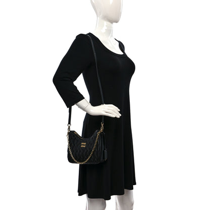 Miu Miu Nappa Matelasse Shoulder Bag Black 2 of 8