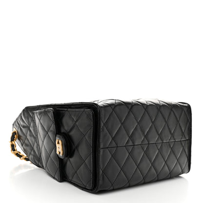 Chanel Shiny Calfskin Quilted Small Chanel 25 Handbag Black 4 of 11