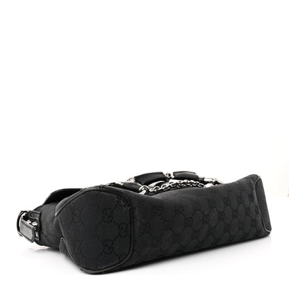 Gucci Monogram Horsebit Chain Studded Flap Shoulder Bag Black 4 of 13
