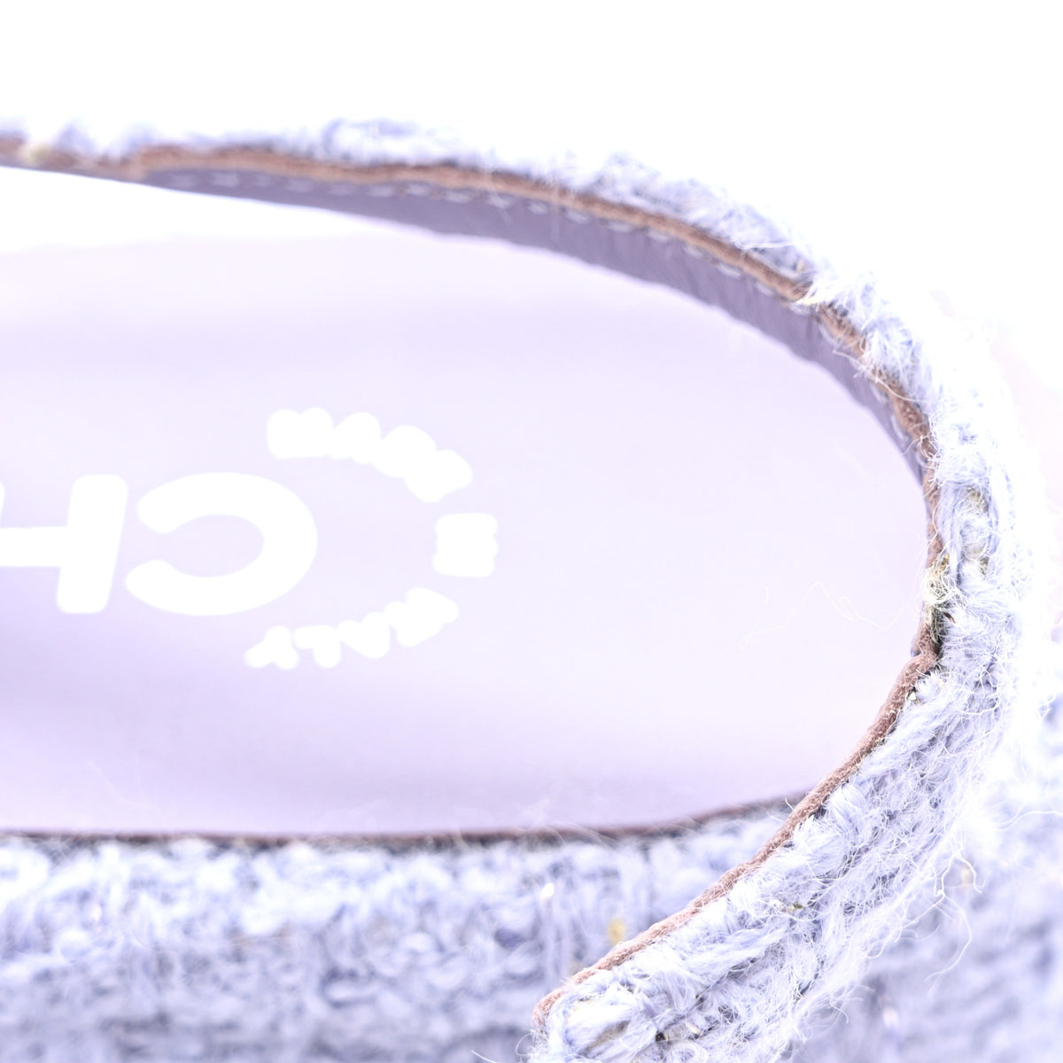 Iridescent Wool Tweed Patent Cap Toe CC Slingback Flats 39.5 Light Purple Silver Black