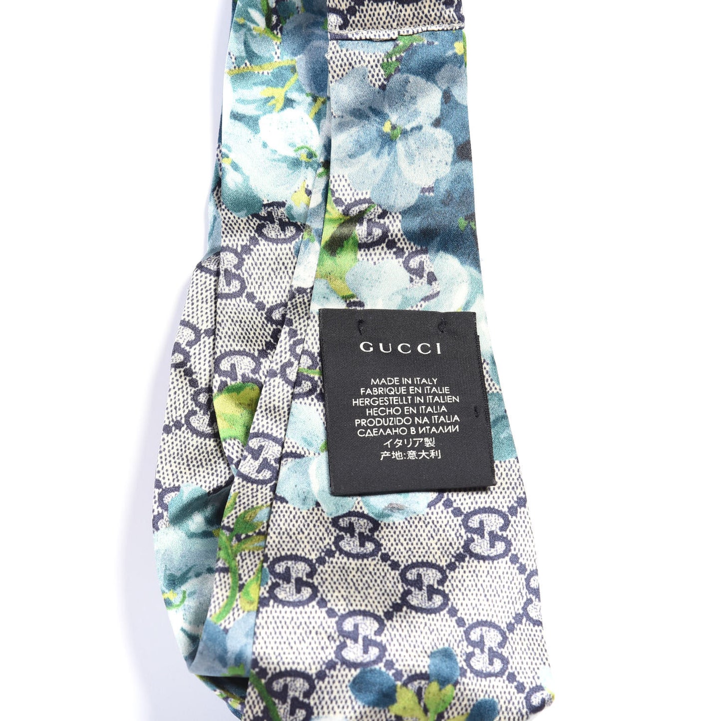 Silk Monogram Blooms Print Headband Blue