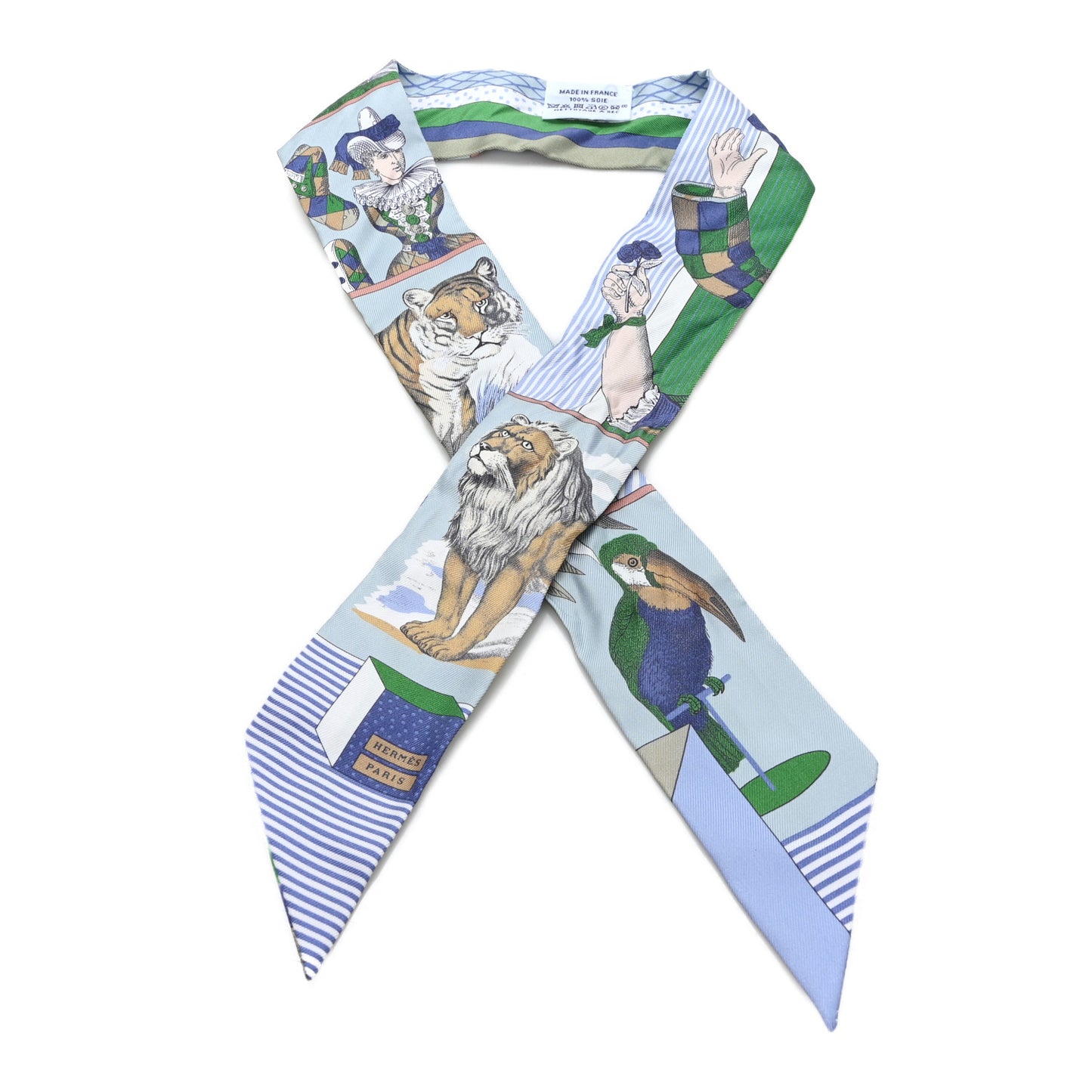 Silk Twilly Grand Theatre Nouveau Bleu Glacier Vert White