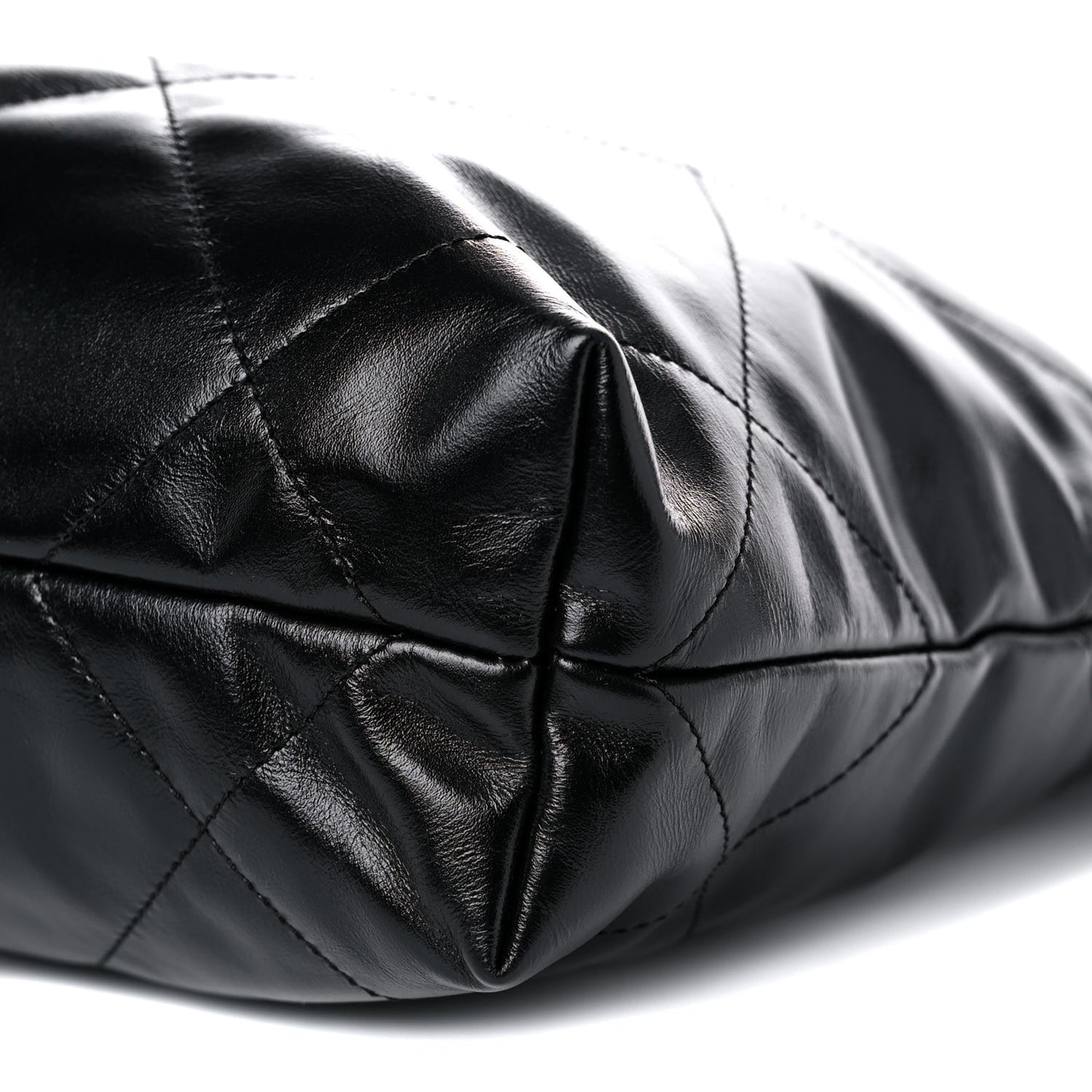 Shiny Calfskin Quilted Small Chanel 22 Black