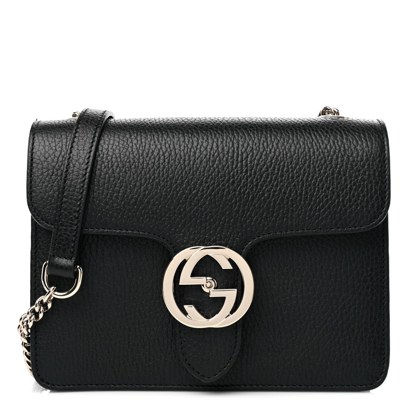 Dollar Calfskin Small Interlocking G Shoulder Bag Black