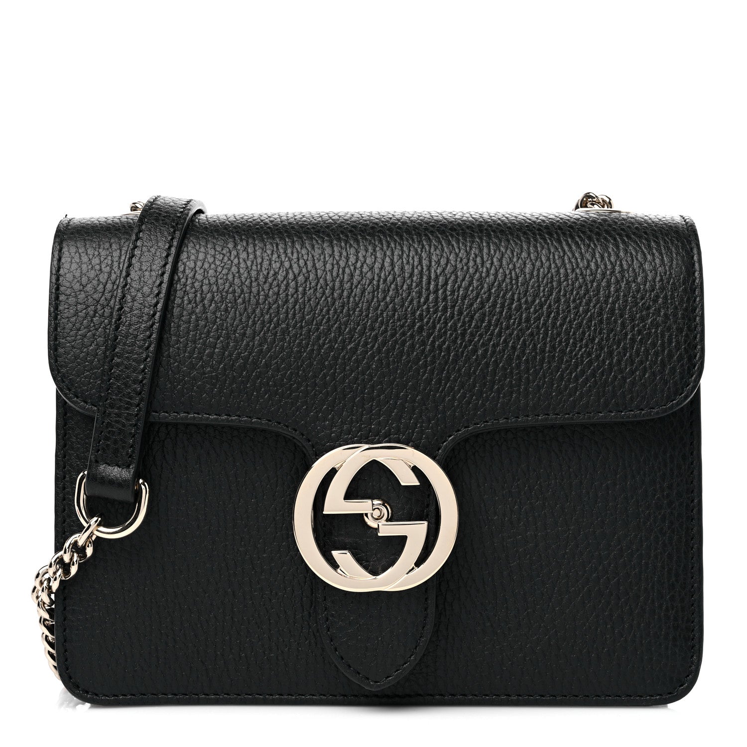 Gucci Dollar Calfskin Small Interlocking G Shoulder Bag Black 1 of 10
