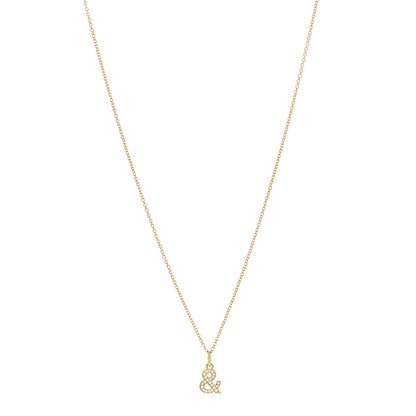 Tiffany 18K Yellow Gold Diamond Ampersand Pendant Necklace 1 of 7